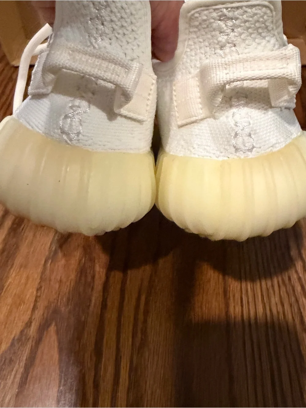 Adidas Yeezy Men Cream/Off-White Knit Sneakers